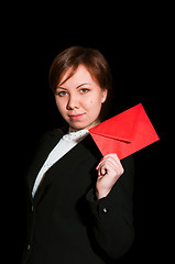 Image showing Pretty young business woman with envelope