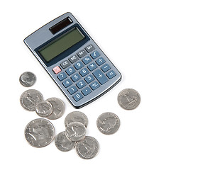 Image showing Calculator and coins