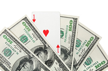 Image showing Ace of hearts and money