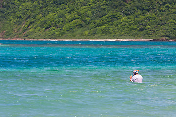 Image showing Senior Citizen Snorkeling in Tropical Waters