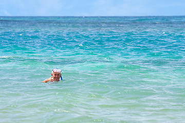 Image showing Senior Citizen Snorkeling in Tropical Waters