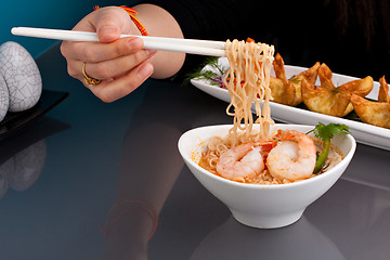 Image showing Thai Noodle Soup with Prawns