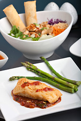 Image showing Thai Sea Bass Seafood Dinner