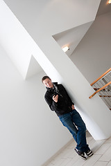 Image showing Man Checking His Cell Phone