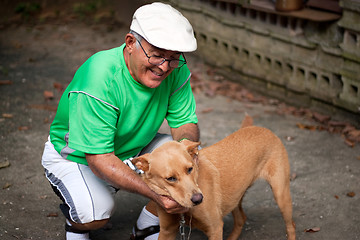 Image showing Old Man and His Dog