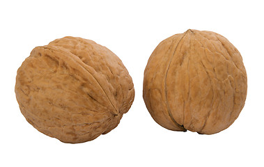 Image showing  two whole walnuts
