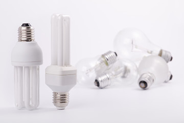 Image showing Two modern energy saving light bulbs