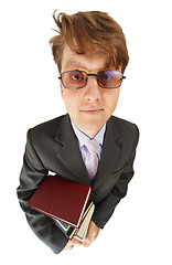 Image showing Funny guy with books