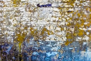 Image showing Old concrete wall with spots and cracks