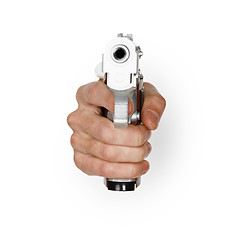 Image showing Hand aiming a pistol