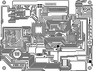 Image showing Tech industrial electronic circuit background