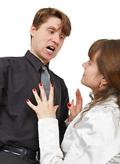 Image showing Man terribly shouts at young woman