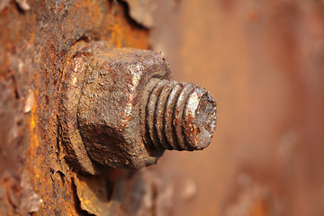 Image showing Rusted old nut which can't be turned off