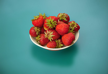 Image showing Strawberries on blue background