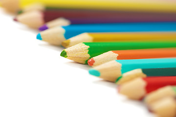 Image showing Line of colored pencils