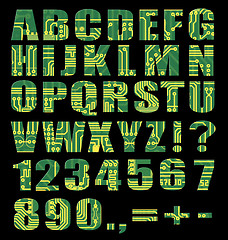 Image showing Electronic alphabet with letters and digits from circuit board