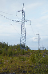 Image showing High-voltage line with metal support