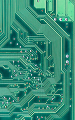 Image showing Industrial electronic high-tech circuit green background
