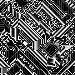 Image showing Circuit board industrial electronic monochrome background