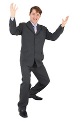 Image showing Businessman rejoices on white background