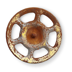 Image showing Old rusty metal valve on white background