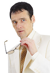 Image showing Portrait of pensive businessman