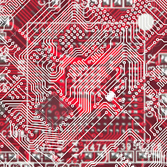 Image showing Red electronic technological circuit board background