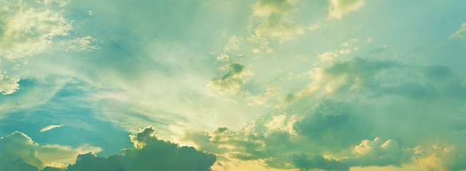 Image showing Summer evening cloudy sky - panoramic photo