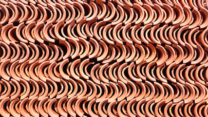 Image showing Piles of roof tiles made of pottery