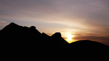 Image showing Sunrise at mountains