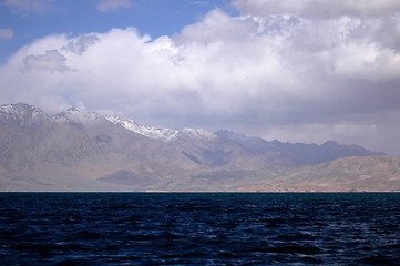 Image showing Landscape of mountains and blue lake