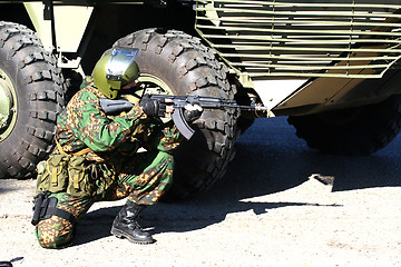 Image showing military man in an ambush up