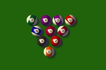 Image showing pool balls on a green background