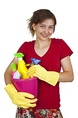 Image showing Woman with cleaning tools