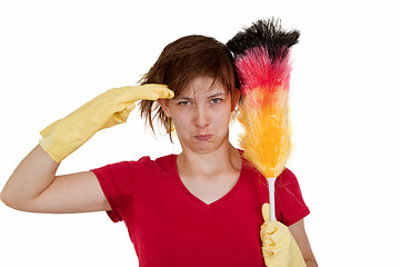 Image showing Woman with duster