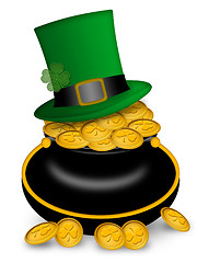 Image showing Saint Patricks Day Pot of Gold and Hat