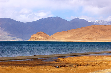 Image showing Landscape of mountains and blue lake