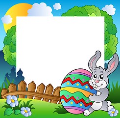 Image showing Easter frame with bunny holding egg