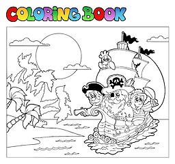 Image showing Coloring book with pirate scene 3