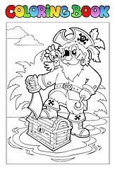 Image showing Coloring book with pirate scene 1