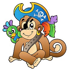 Image showing Pirate monkey with parrot