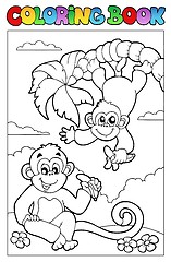 Image showing Coloring book with two monkeys
