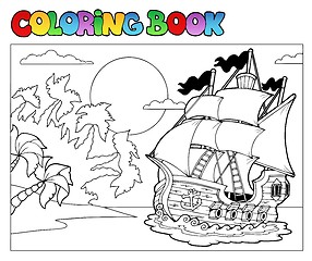 Image showing Coloring book with pirate scene 2