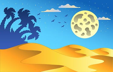 Image showing Cartoon night desert landscape