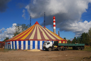 Image showing striped circus tent