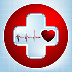 Image showing Vector normal ecg red background, heartbeat. EPS 8