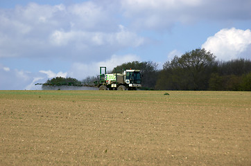 Image showing Crop spraying in spring