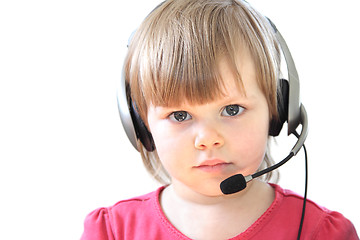 Image showing Toddler girl with a headset