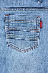 Image showing Blue jeans back pocket