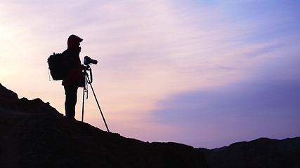 Image showing Photographer at sunrise